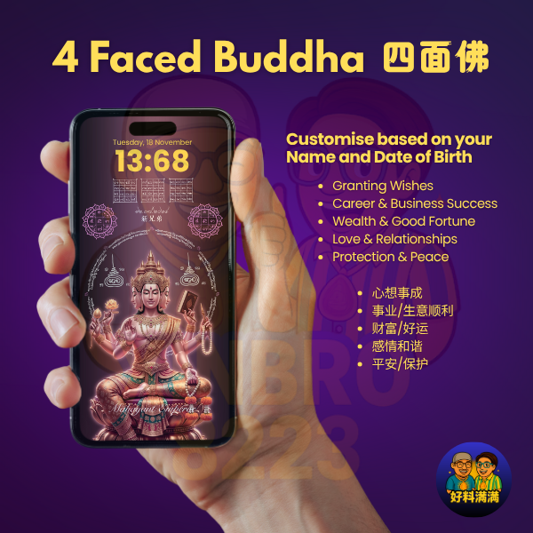 4 Face Buddha Digital Wallpaper