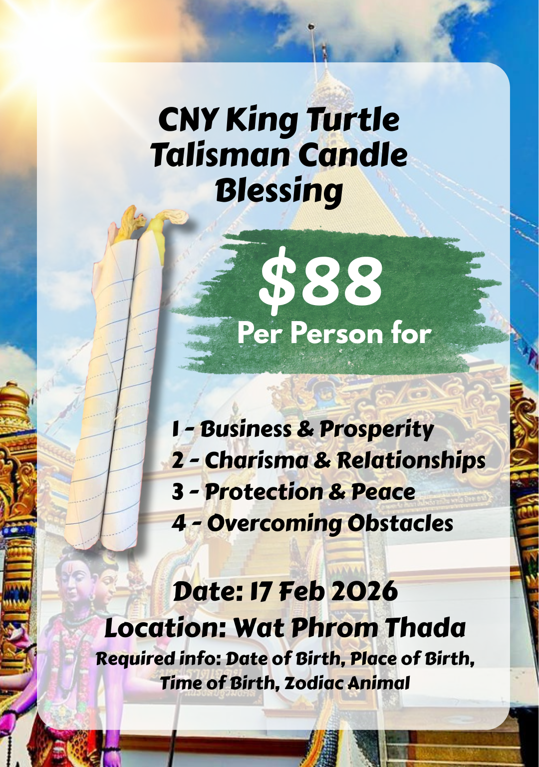 CNY Candle Blessing - Wat Phrom Thada