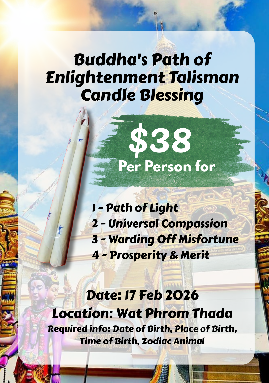 CNY Candle Blessing - Wat Phrom Thada